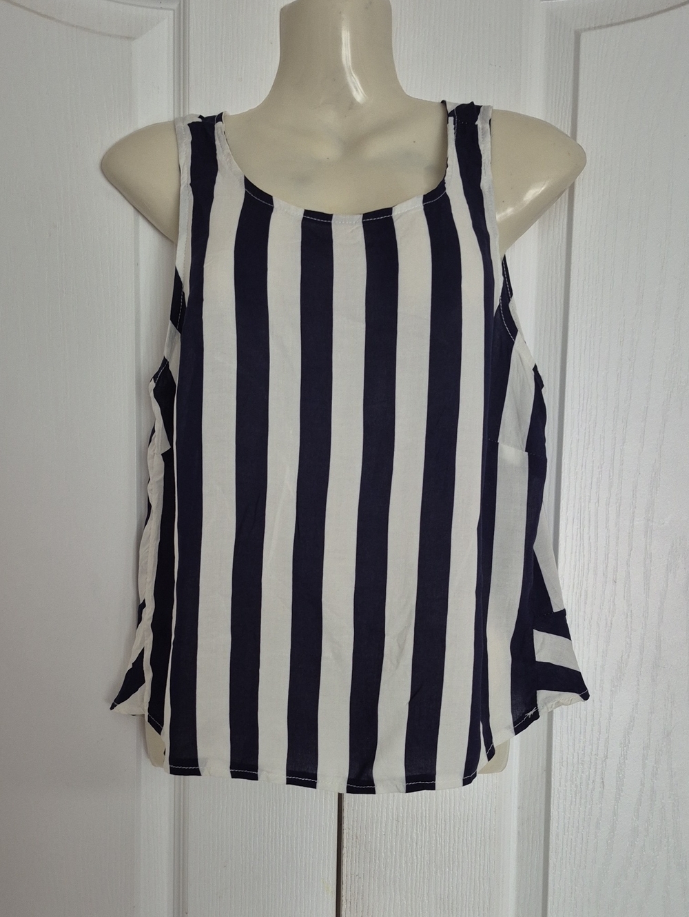 Leading Lady Navy and White Vertical Stripe Tank